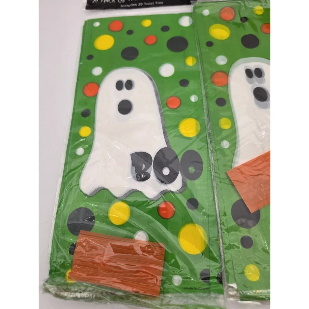 Vintage Nos lot Of 3  20 Larger BOO Halloween Treat Bags In Package  Twist Ties
